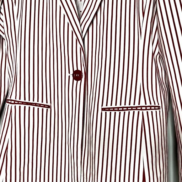Chadwicks of Boston Blazer Cotton Red Stripe Preppy Christmas Ms Claus Career 18 - Picture 2 of 11